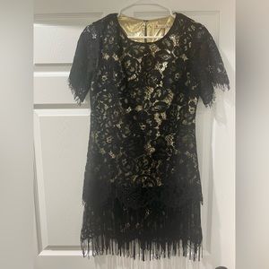 Chelsea & violet black fringe dress